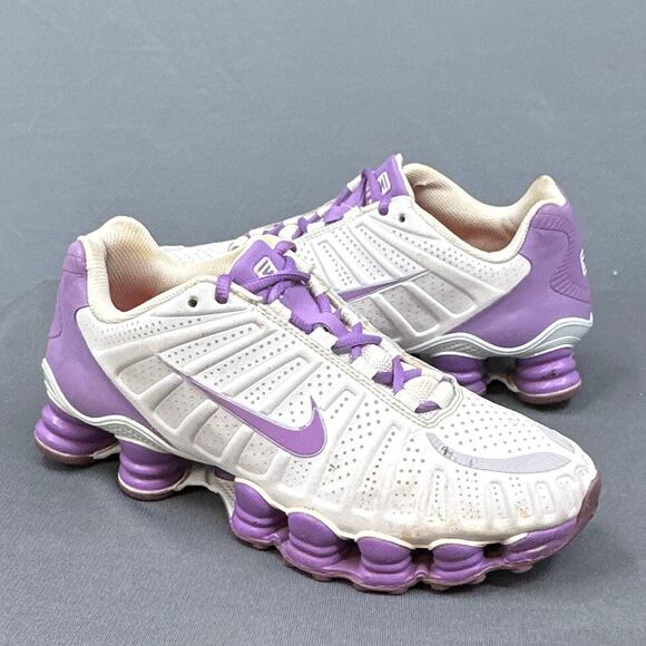 Nike Shox TLX Running Sneakers Sz 7.5 White Purple Athletic Shoe Streetwear READ - Picture 1 of 16